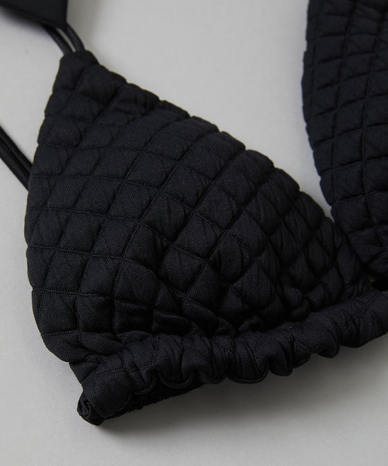 【GUACAMOLE】QUILT HEART TIE TOP / BLACK