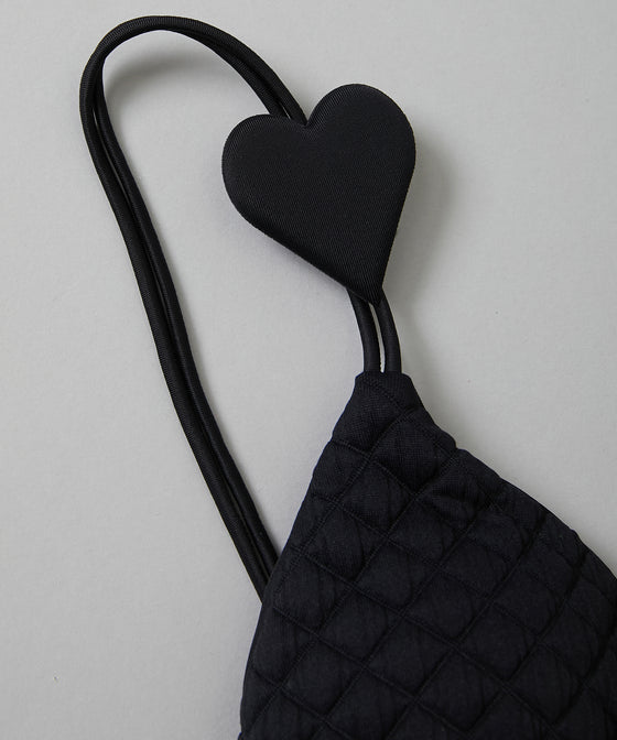 【GUACAMOLE】QUILT HEART TIE TOP / BLACK