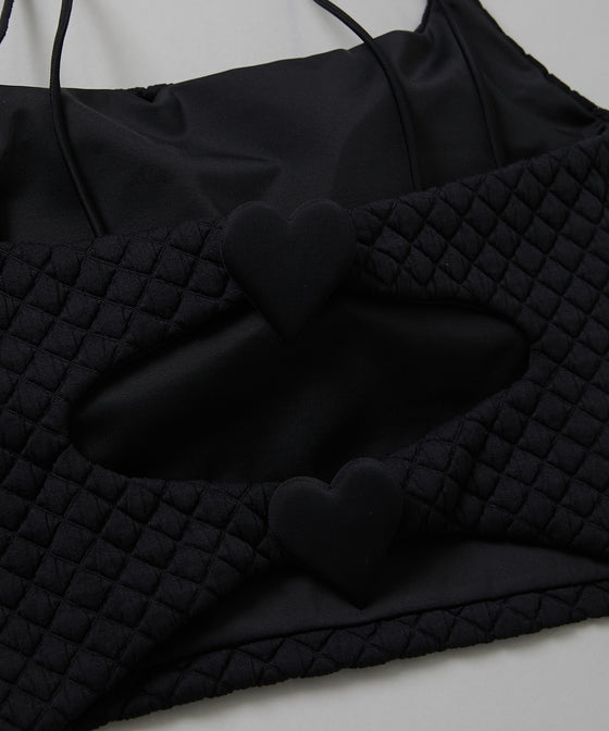 【GUACAMOLE】QUILT HEART CAMI TOP / BLACK