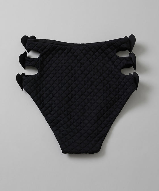 【GUACAMOLE】QUILT HEART TWO HOLES BOTTOM / BLACK