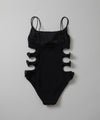 【GUACAMOLE】QUILT HEART THREE HOLES ONEPIECE / BLACK